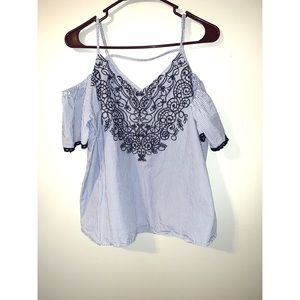 Cold shoulder embroidered top